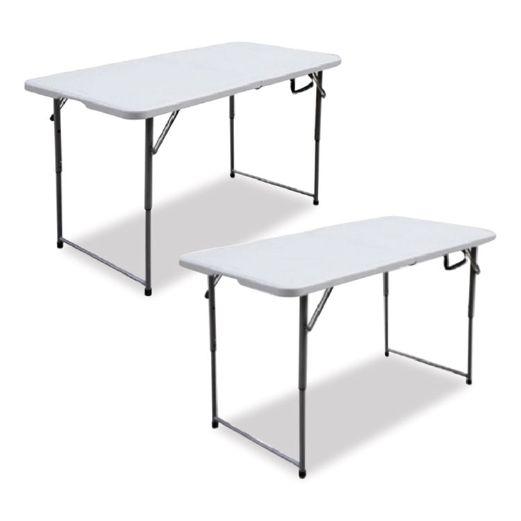 Iceberg Bifold Resin Folding Table, Rectangular, 48" x 23.6" x 29.1", White Granite Top, Gray Base/Legs, 2/Pack (ICE61243)