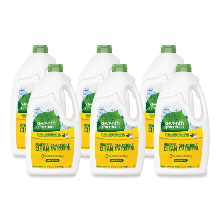 Seventh Generation Natural Automatic Dishwasher Gel, Lemon, 42 oz Bottle, 6/Carton (SEV22171CT)