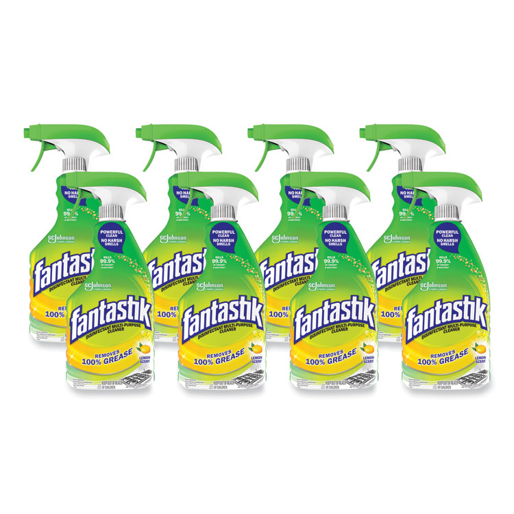 Fantastik Disinfectant Multi-Purpose Cleaner Lemon Scent, 32 oz Spray Bottle, 8/Carton (SJN366094)