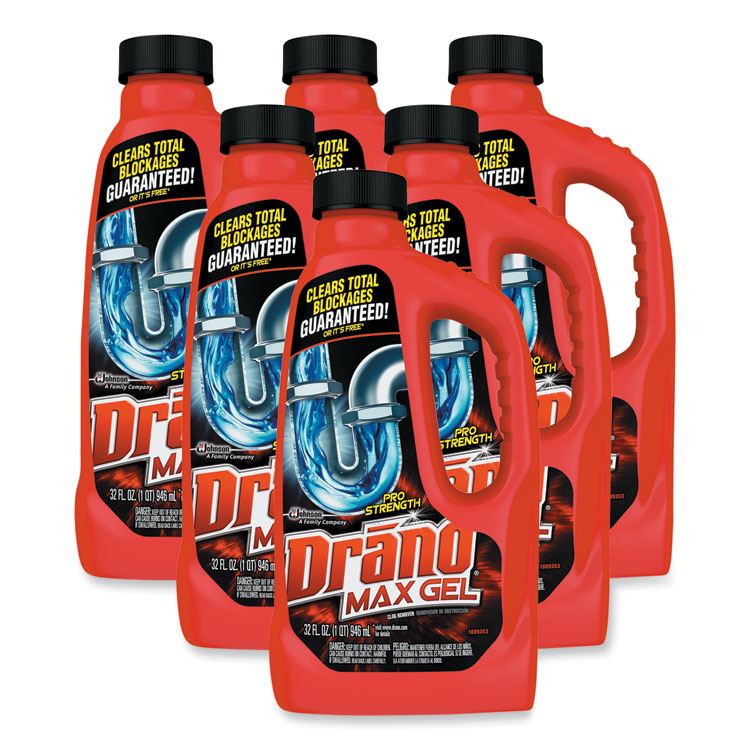 Drano Max Gel Clog Remover, 32 oz Bottle, 12/Carton (SJN694768CT)