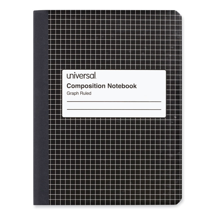 Universal Quad Rule Composition Book, Quadrille Rule (4 sq/in), Black Marble Cover, (100) 9.75 x 7.5 Sheets (UNV20950)