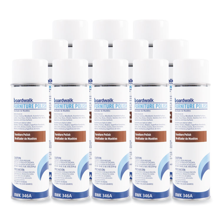 Boardwalk Furniture Polish, Lemon Scent, 19 oz Aerosol Spray, 12/Carton (BWK346ACT)