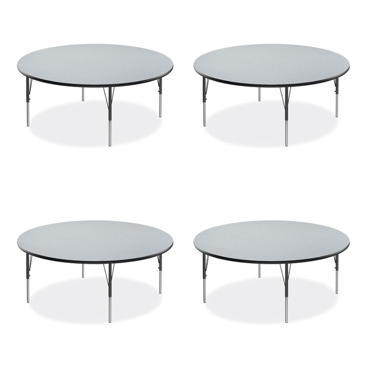 Correll Height Adjustable Activity Table, Round, 60" x 19" to 29", Gray Granite Top, Black Legs, 4/Pallet (CRL60TFRD1595K4)