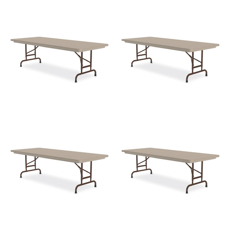 Correll Adjustable Folding Tables, Rectangular, 96" x 30" x 22" to 32", Mocha Granite Top, Brown Legs, 4/Pallet (CRLRA3096244P)