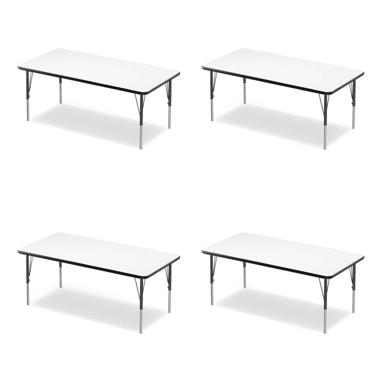 Correll Markerboard Activity Tables, Rectangular, 60" x 30" x 19" to 29", White Top, Black Legs, 4/Pallet (CRL3060DE80954P)
