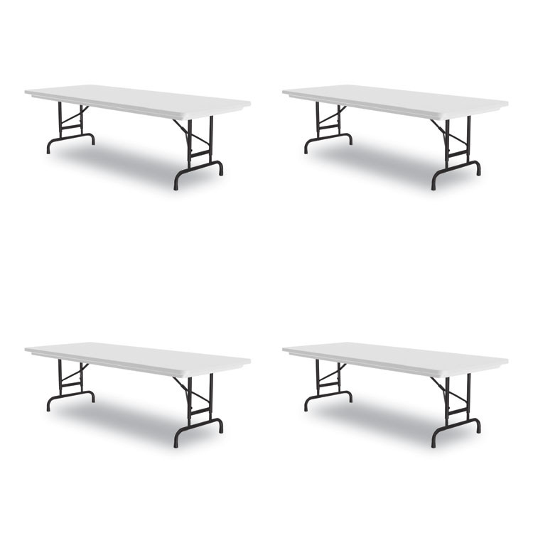 Correll Adjustable Folding Tables, Rectangular, 96" x 30" x 22" to 32", Gray Granite Top, Black Legs, 4/Pallet (CRLRA3096234P)