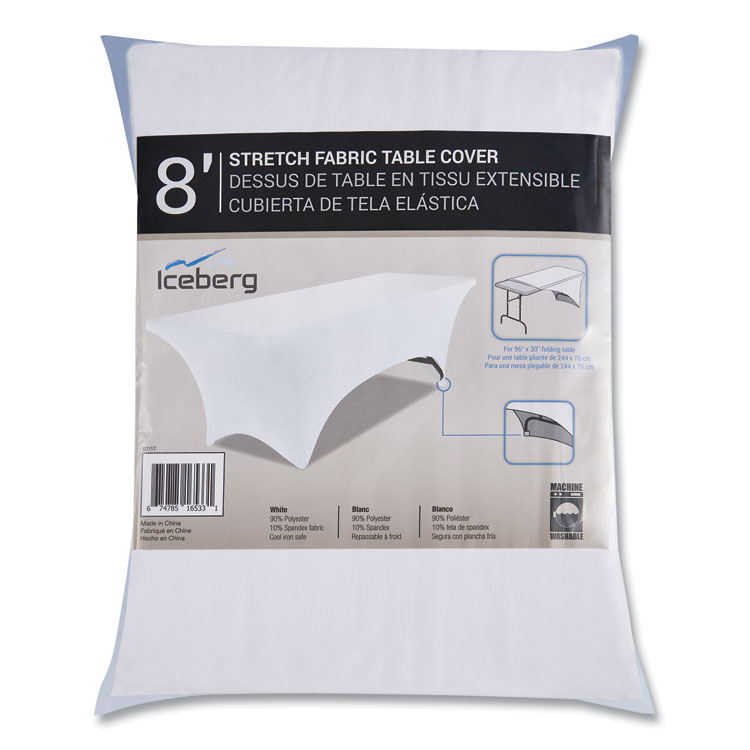 Iceberg iGear Fabric Table Cover, Polyester/Spandex, 30" x 72", White (ICE16523)