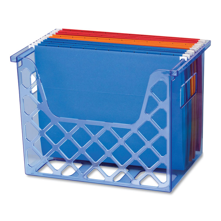Officemate Blue Glacier Desktop File Organizer, 1 Section, Letter-Size, 8.63" Long, Translucent Blue (OIC23221)