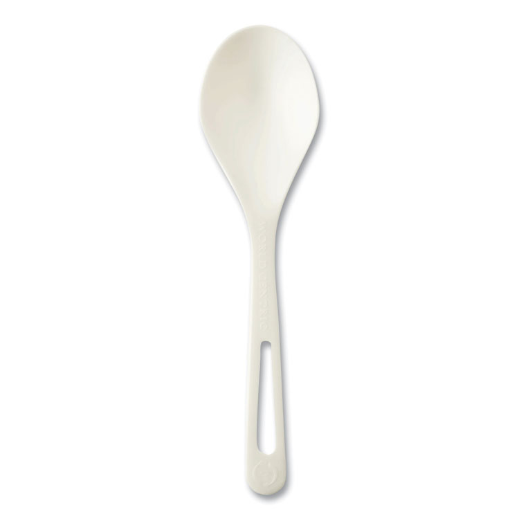 World Centric TPLA Compostable Cutlery, Soup Spoon, Plastic, White, 1,000/Carton (WORSOPSB)