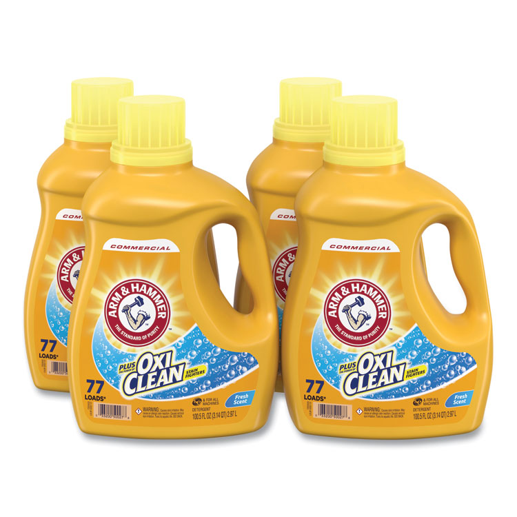 Arm & Hammer OxiClean Concentrated Liquid Laundry Detergent, Fresh, 100.5 oz Bottle, 4/Carton (CDC3320050027)
