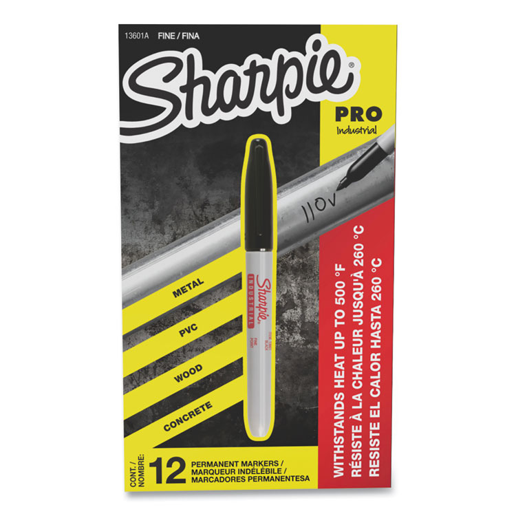 Sharpie Industrial Permanent Marker, Fine Bullet Tip, Black, Dozen (SAN13601A)