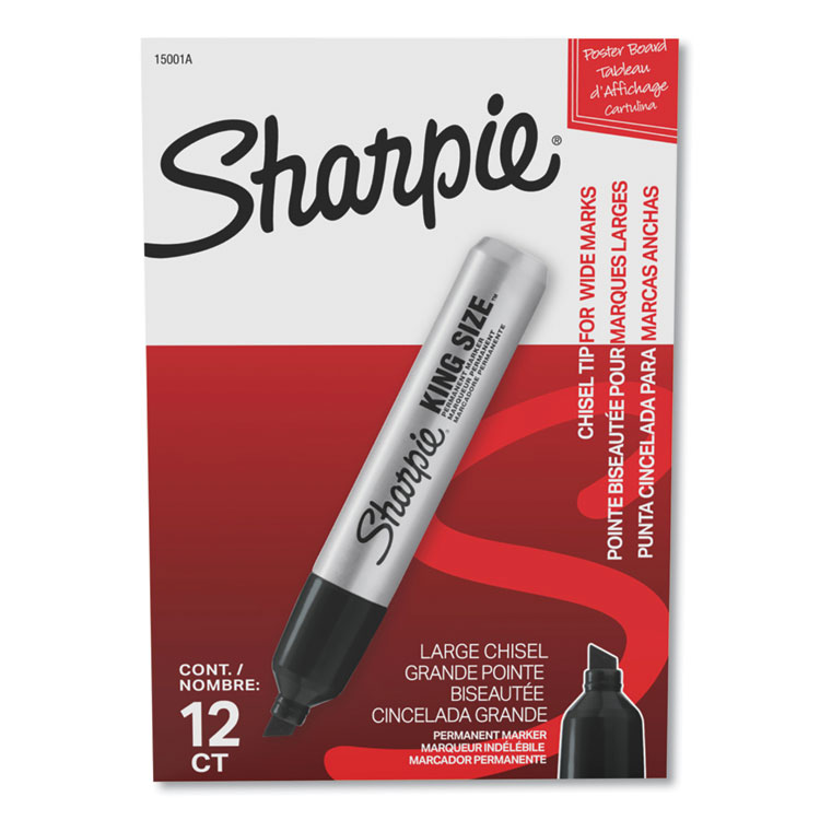 Sharpie King Size Permanent Marker, Broad Chisel Tip, Black, Dozen (SAN15001A)