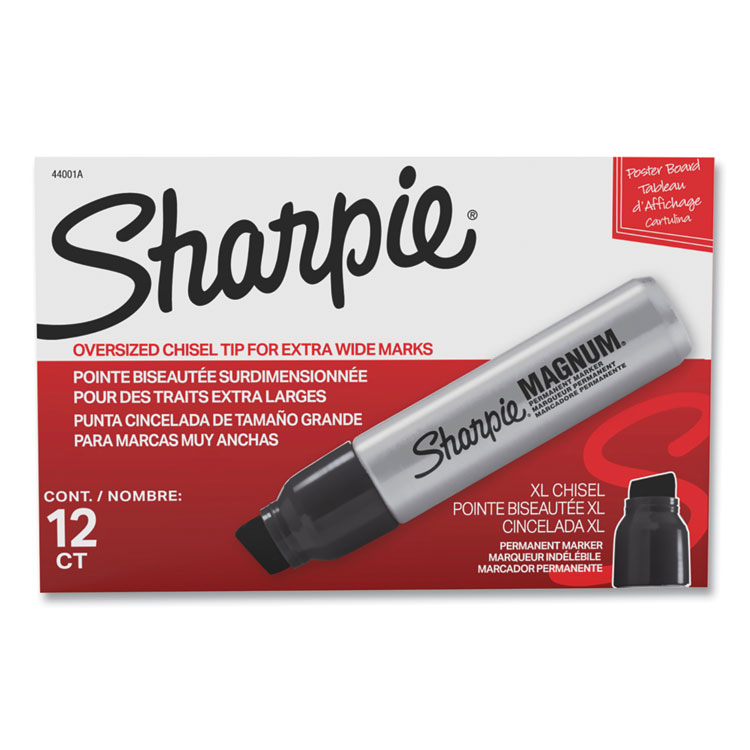 Sharpie Magnum Permanent Marker, Broad Chisel Tip, Black, Dozen (SAN44001ABX)