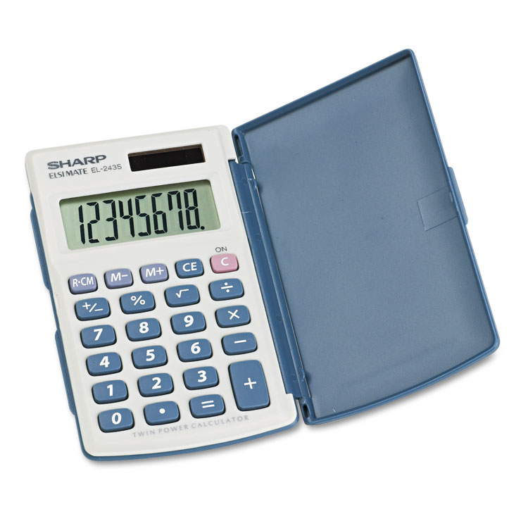 Sharp EL-243SB Solar Pocket Calculator, 8-Digit LCD (SHREL243SB)