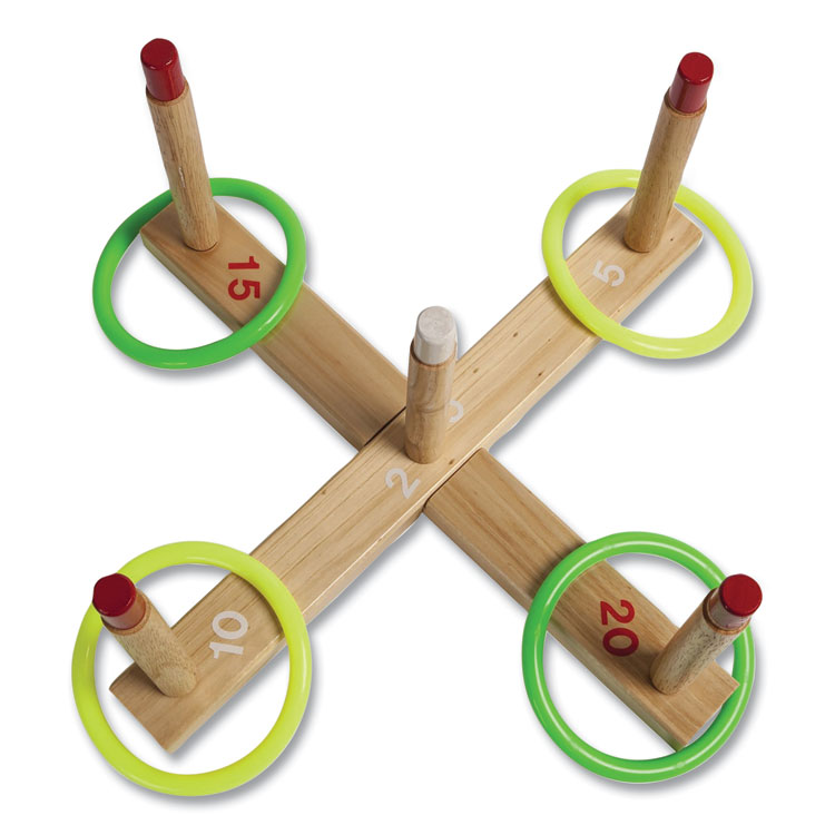 Champion Sports Ring Toss Set, Plastic/Wood, Assorted Colors, 5 Pegs, 4 Rings (CSIQS1)