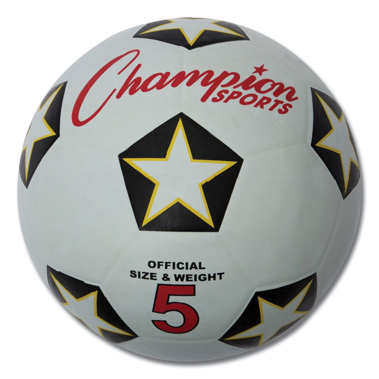 Champion Sports Rubber Sports Ball, Soccer, No. 5 Size, White/Black (CSISRB5)