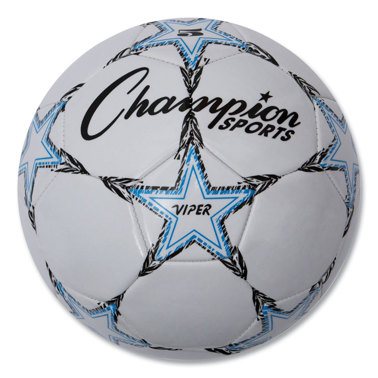 Champion Sports VIPER Soccer Ball, No. 5. Size, 8.5" to 9" Diameter, White (CSIVIPER5)