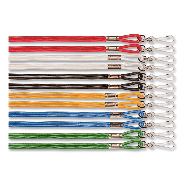 Champion Sports Lanyard, Metal J-Hook Fastener, 20" Long, Assorted Colors, 12/Pack (CSI126ASST)
