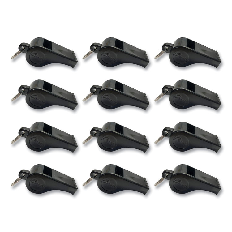 Champion Sports Sports Whistle, Medium Weight, Plastic, Black, Dozen (CSI601)