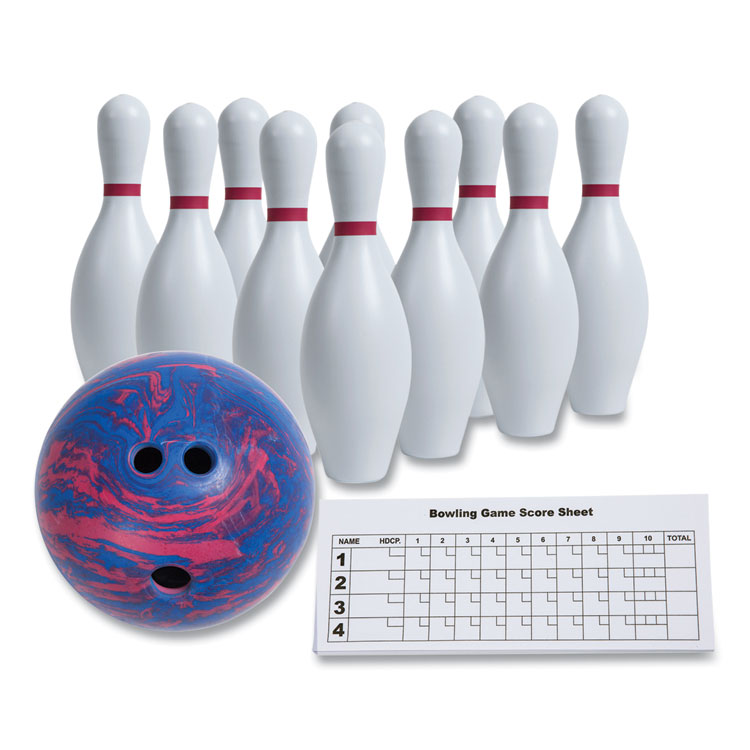 Champion Sports Bowling Set, Plastic/Rubber, White, 10 Bowling Pins, 1 Bowling Ball (CSIBPSET)
