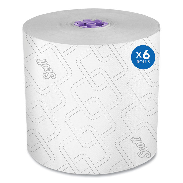 Scott Essential High Capacity Hard Roll Towel, 1-Ply, 8" x 950 ft, White, 6 Rolls/Carton (KCC02001)