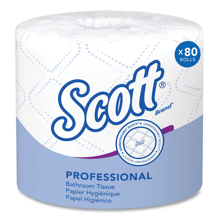Scott Essential Standard Roll Bathroom Tissue for Business, Septic Safe, 2-Ply, White, 550 Sheets/Roll, 80 Rolls/Carton (KCC04460)