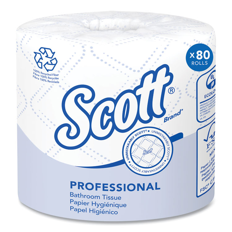 Scott Essential 100% Recycled Fiber SRB Bathroom Tissue, Septic Safe, 2-Ply, White, 473 Sheets/Roll, 80 Rolls/Carton (KCC13217)