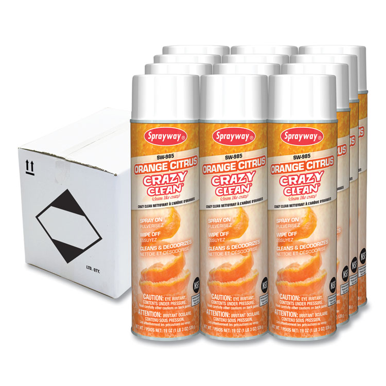Sprayway Orange Citrus Crazy Clean, Orange Scent, 19 oz Aerosol Spray, Dozen (CGC985)