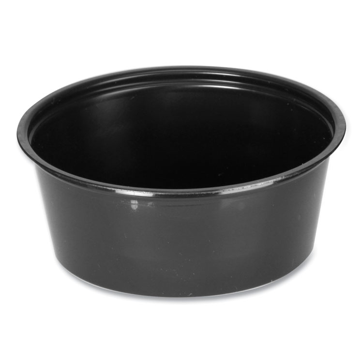 Fabri-Kal Portion Cups, 3.25 oz, Plastic, Black, 250/Sleeve, 10 Sleeves/Carton (FABPPC325B)