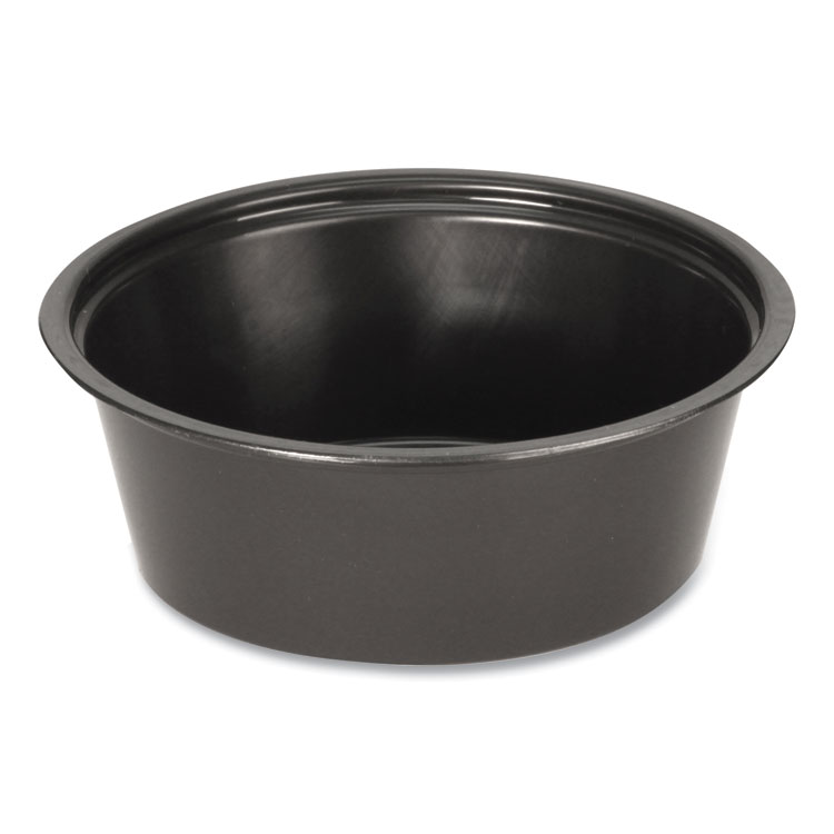 Fabri-Kal Portion Cups, 1.5 oz, Plastic, Black, 250/Sleeve, 10 Sleeves/Carton (FABPPC150B)