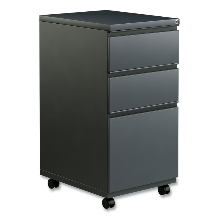 Alera File Pedestal with Full-Length Pull, Left or Right, 3-Drawers: Box/Box/File, Legal/Letter, Charcoal, 14.96" x 19.29" x 27.75" (ALEPBBBFCH)