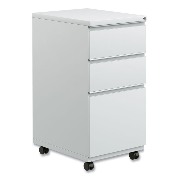 Alera File Pedestal with Full-Length Pull, Left/Right, 3-Drawers: Box/Box/File, Legal/Letter, Light Gray, 14.96" x 19.29" x 27.75" (ALEPBBBFLG)