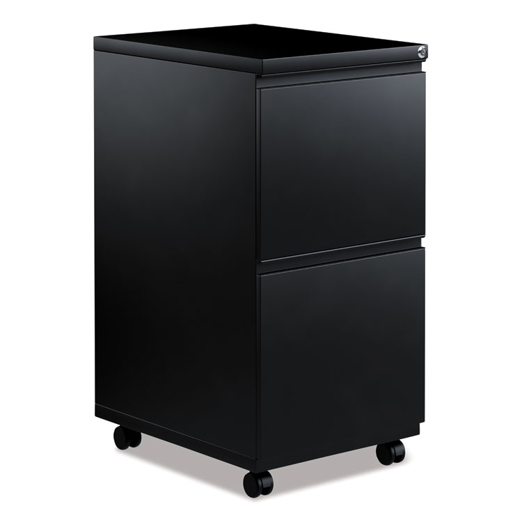 Alera File Pedestal with Full-Length Pull, Left or Right, 2 Legal/Letter-Size File Drawers, Black, 14.96" x 19.29" x 27.75" (ALEPBFFBL)