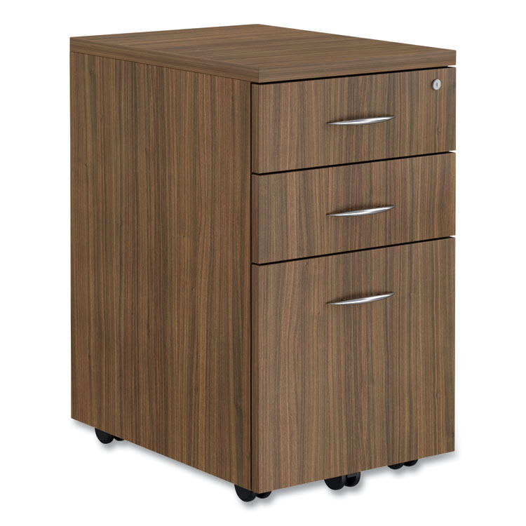 Alera Alera Valencia Series Mobile Pedestal File, Left/Right, 3-Drawer: Box/Box/File, Legal/Letter, Walnut, 15.88 x 20.5 x 28.38 (ALEVA572816WA)