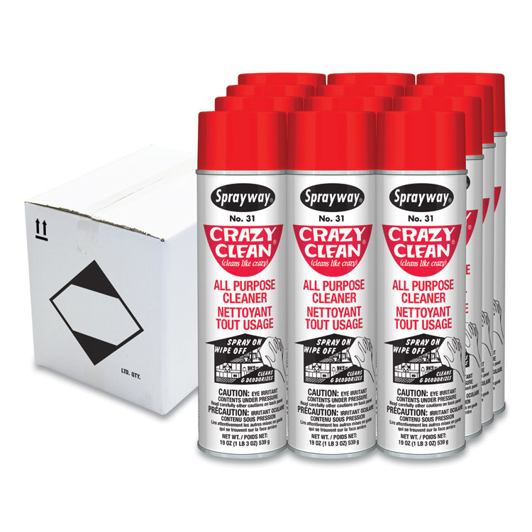 Sprayway Crazy Clean All Purpose Cleaner, Floral Scent, 19 oz Aerosol Spray, Dozen (CGC031)