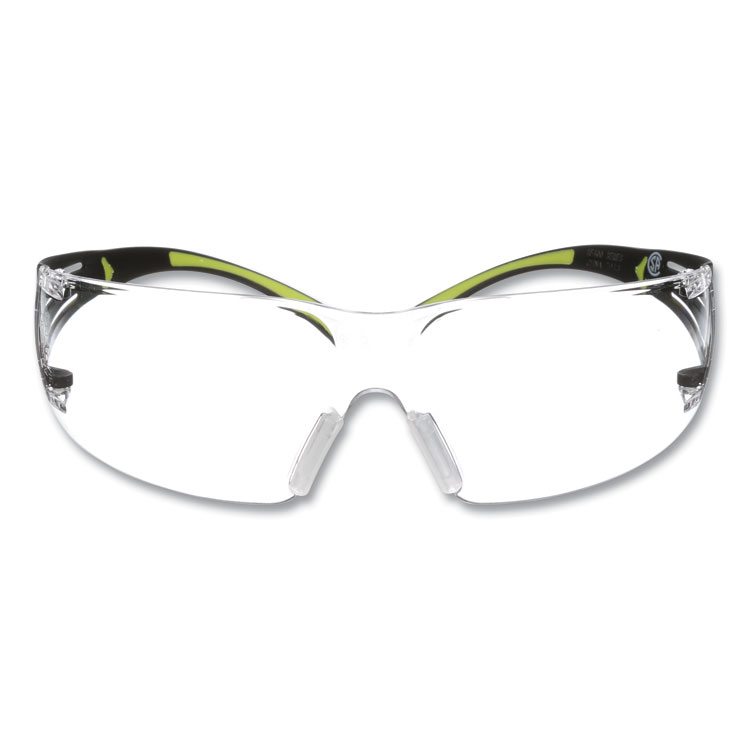 3M SecureFIt Protective Eyewear, 400 Series, Green Plastic Frame, Clear Polycarbonate Lens (MMMSF401AF)