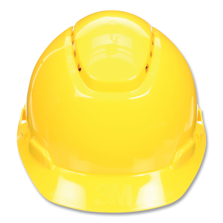 3M SecureFit H-Series Hard Hats, H-700 Vented Cap with UV Indicator, 4-Point Pressure Diffusion Ratchet Suspension, Yellow (MMMH702SFVUV)
