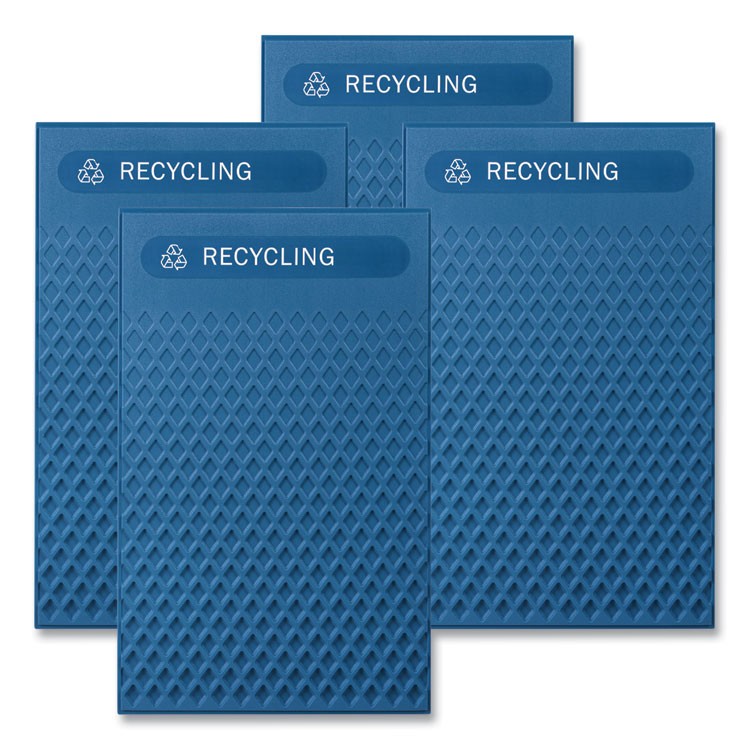 Rubbermaid Commercial Large Prelabeled Recycled Waste Panels for Tailor and Landmark Series Containers, 20.72" x 0.5" x 34.33", Blue, 4/Carton (RCP2182674)