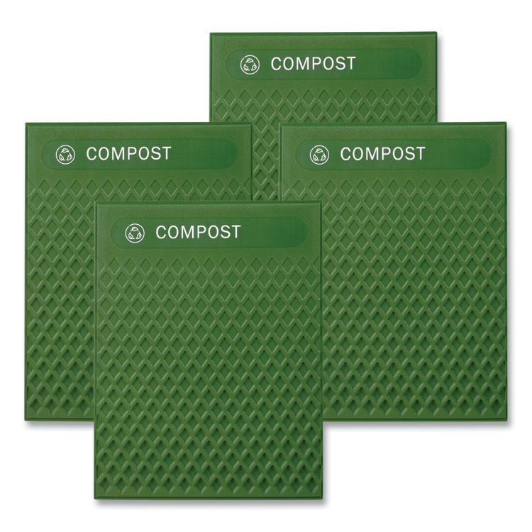 Rubbermaid Commercial Medium Prelabeled Compost Waste Panels for Tailor and Landmark Series Containers, 20.72" x 0.5" x 27.95", Green, 4/Carton (RCP2182673)
