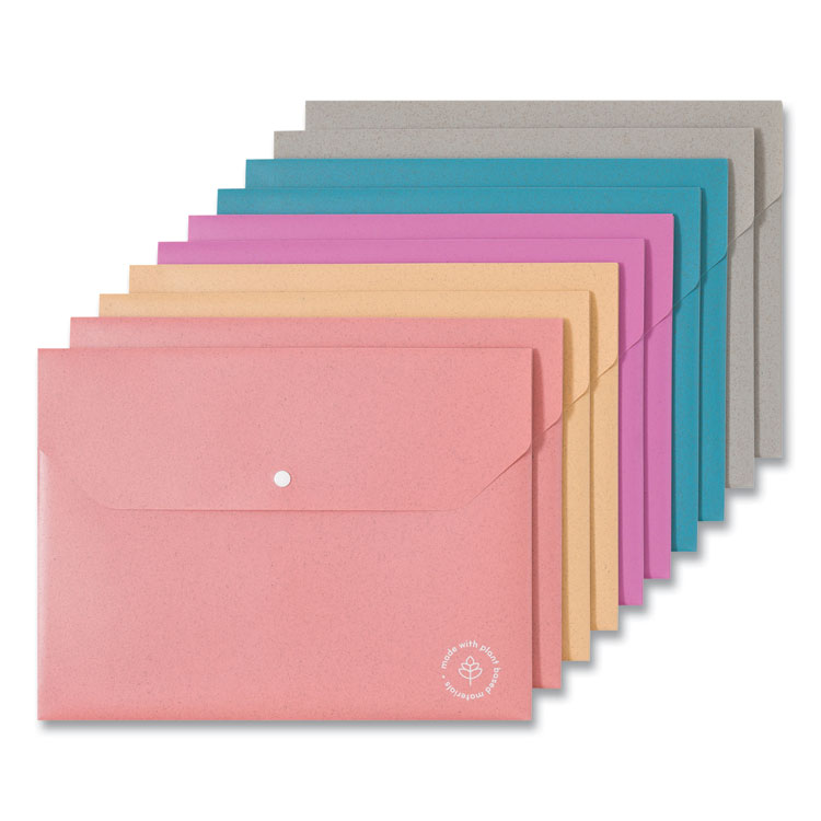 U Brands U-Eco Document Holder, 0.59" Expansion, 1 Section, Snap Button Closure, Letter Size, Assorted Colors, 10/Pack (UBR6601U0112)