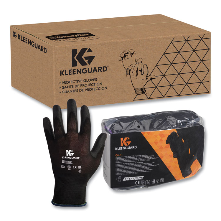 KleenGuard G40 Polyurethane Coated Gloves, EN388: 3131X, 15" Long, Medium, Black, 12 Pairs (ANS13838)