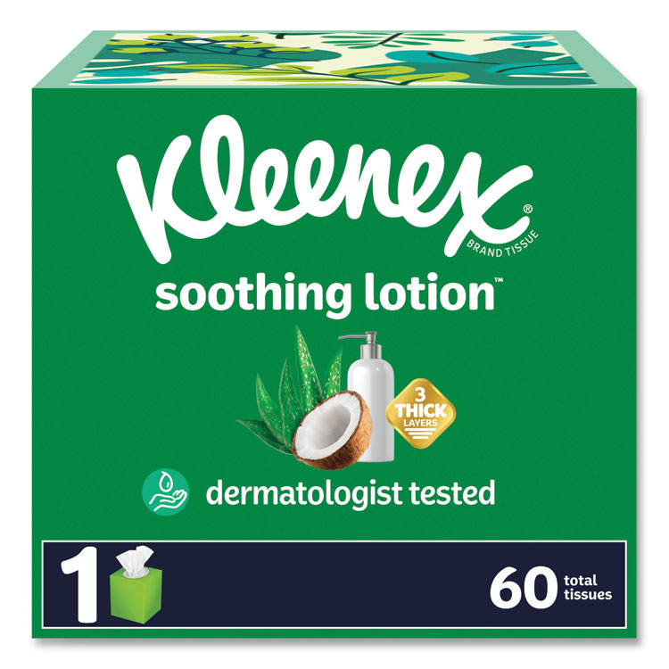 Kleenex Soothing Lotion Facial Tissue, 3-Ply, White, 60 Sheets/Box, 27 Boxes/Carton (KCM54271)