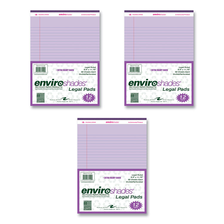 Roaring Spring Enviroshades Legal Notepads, 50 Orchid 8.5 x 11.75 Sheets, 36 Notepads/Carton (ROA74140CS)