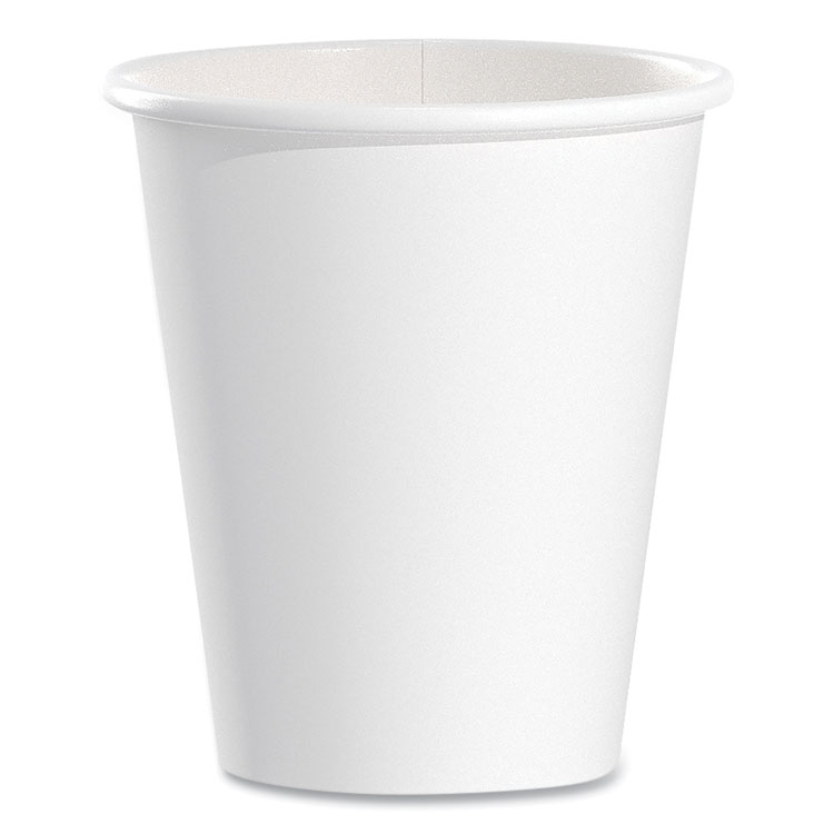 SOLO Single-Sided Poly Paper Hot Cups, 6 oz, White, 50/Pack, 20 Packs/Carton (SCC376W)