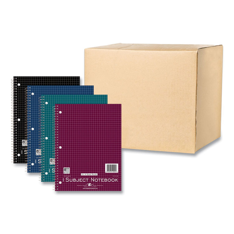 Roaring Spring Subject Wirebound Promo Notebook, 1-Subject, Quad Rule (4 sq/in), Assorted Cover Colors, (100) 10.5 x 8 Sheets, 24/Carton (ROA10004CS)