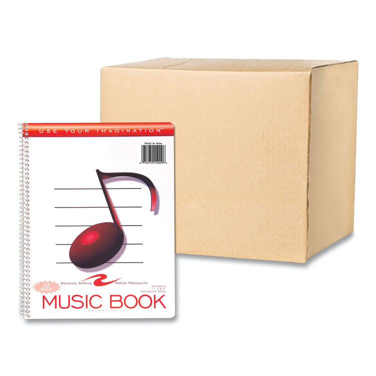 Roaring Spring Music Notebook, Music Transcription Format: 12 Staves, White Cover, (32) 11 x 8.5 Sheets, 24/Carton (ROA15009CS)