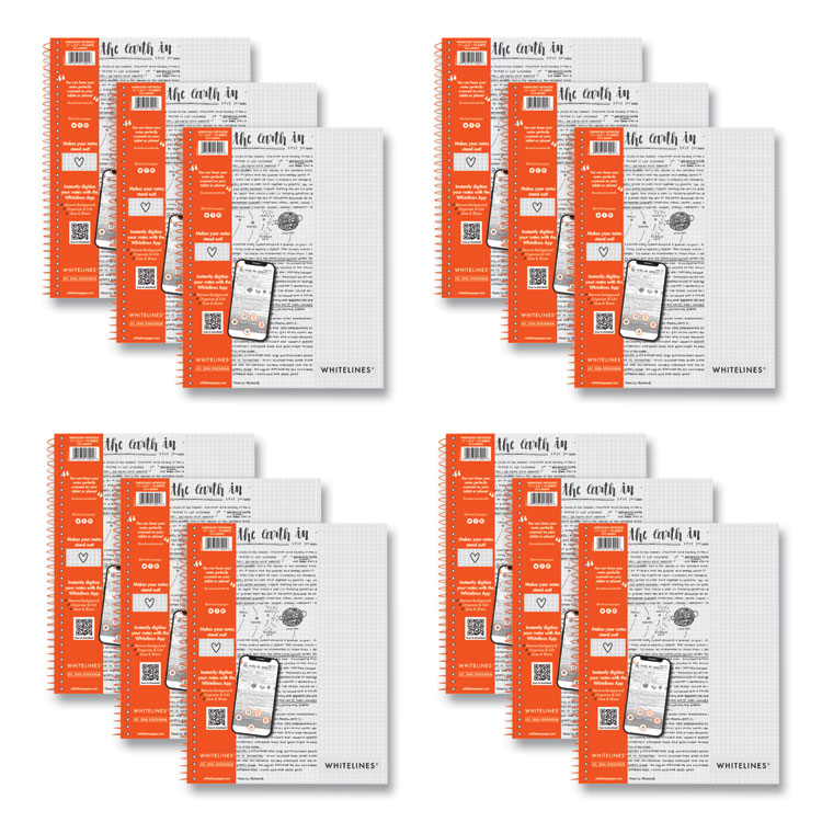 Roaring Spring Whitelines Notebook, Quadrille Rule (5 sq/in), Gray/Orange Cover, (70) 11 x 8.5 Sheets, 12/Carton (ROA17001CS)