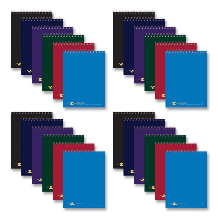 Roaring Spring Flipper Wirebound Notepad, Medium/College Rule, Assorted Cover Colors, (80) White 8.5 x 11 Sheets, 24/Carton (ROA11186CS)