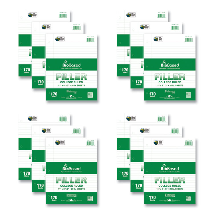 Roaring Spring Filler Paper, 3-Hole, 8.5 x 11, College Rule, 170 Sheets/Pack, 12 Packs/Carton (ROA13186CS)