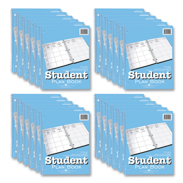 Roaring Spring Student Plan Book, Homework/Assignment-Tracking, 22-Weeks: Six-Subject Day, Light Blue Cover, (45) 11 x 8.5 Sheets, 24/Carton (ROA12145CS)